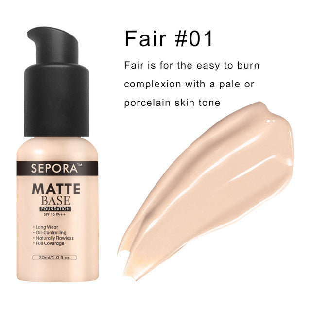 Matte Waterproof Liquid Foundation - 8 Shades