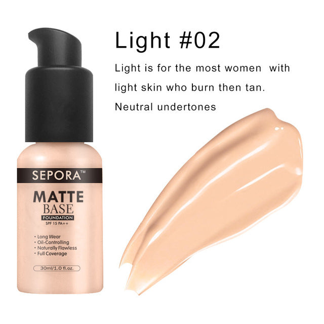 Matte Waterproof Liquid Foundation - 8 Shades