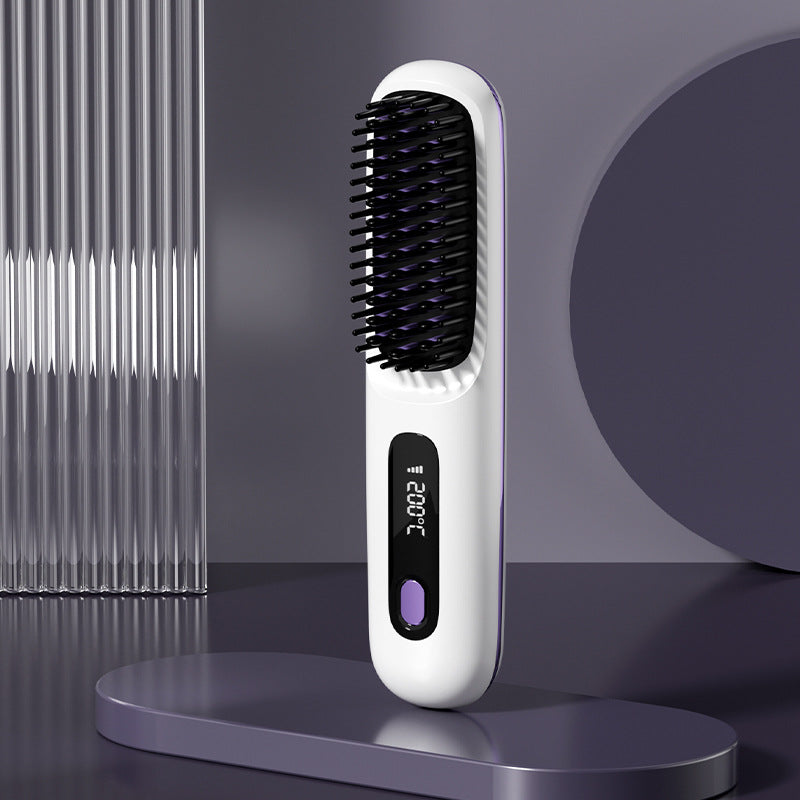 2-in-1 Wireless Hair Straightener & Curler Brush - Cordless
