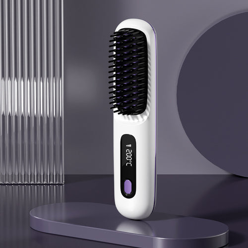 2-in-1 Wireless Hair Straightener & Curler Brush - Cordless