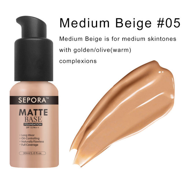 Matte Waterproof Liquid Foundation - 8 Shades