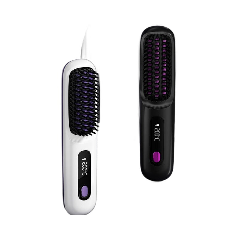 2-in-1 Wireless Hair Straightener & Curler Brush - Cordless