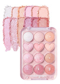 12-Color Heart Eyeshadow Palette - Pink Edition