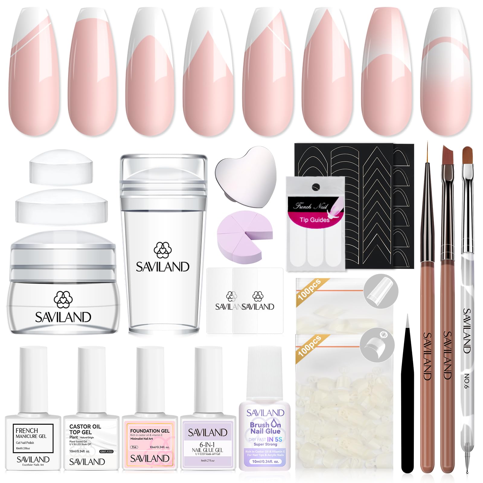 French Manicure Kit - Complete Set with Stampers, Gel & Nail Tips