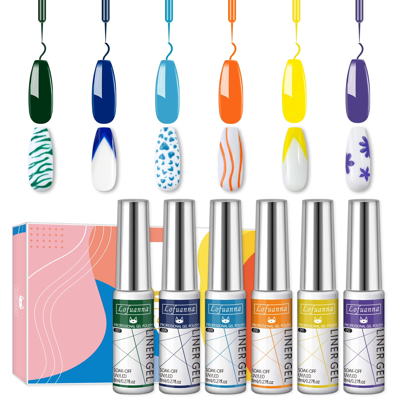 6-Color Nail Liner Gel Polish Set -  UV LED Art Kit
