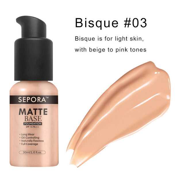 Matte Waterproof Liquid Foundation - 8 Shades