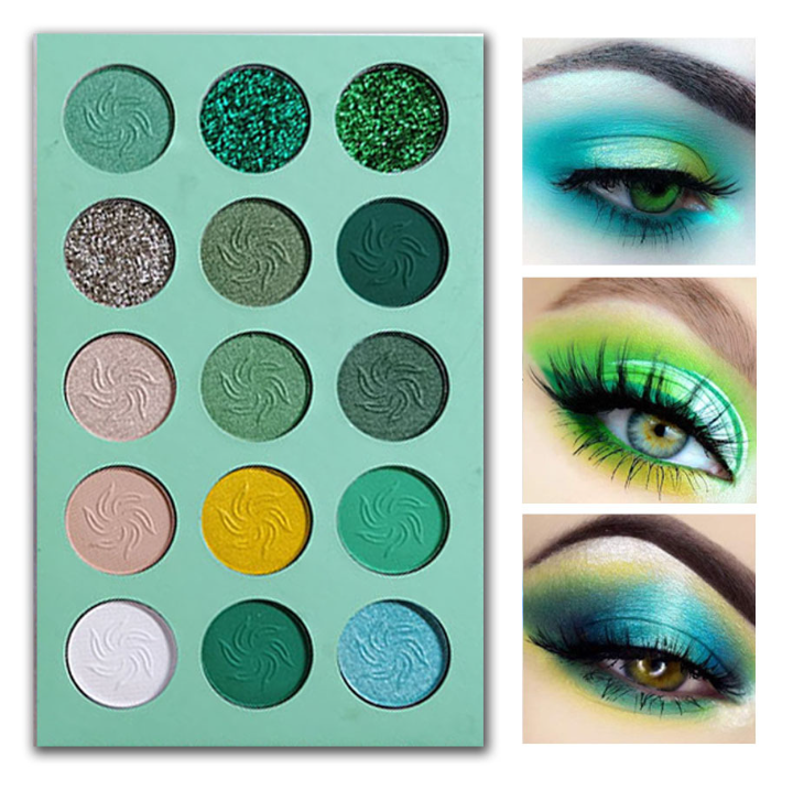 15-Color Glitter Eyeshadow Palette - Blue & Purple