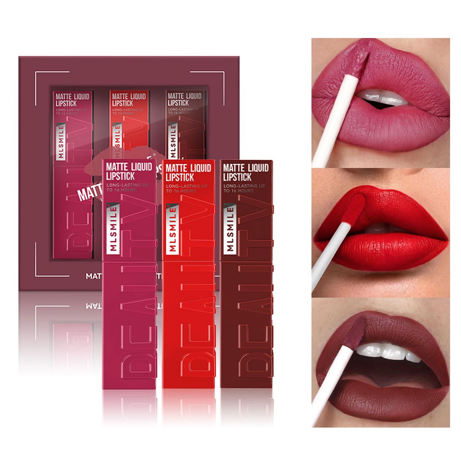 3-Piece Matte Liquid Lipstick Set - Long Lasting