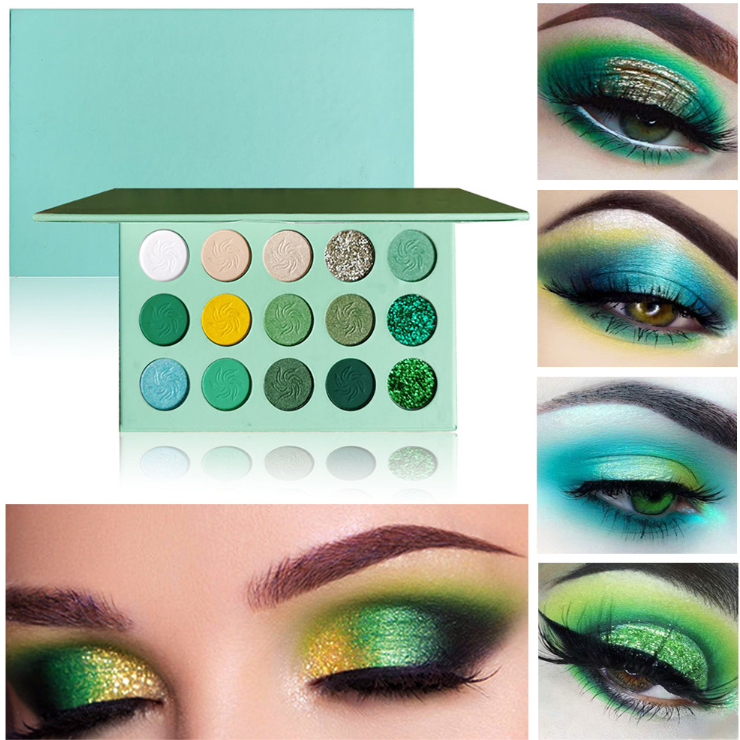 15-Color Glitter Eyeshadow Palette - Blue & Purple