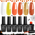 6-Color Halloween Gel Nail Polish Set - Candy Corn Glitter Kit