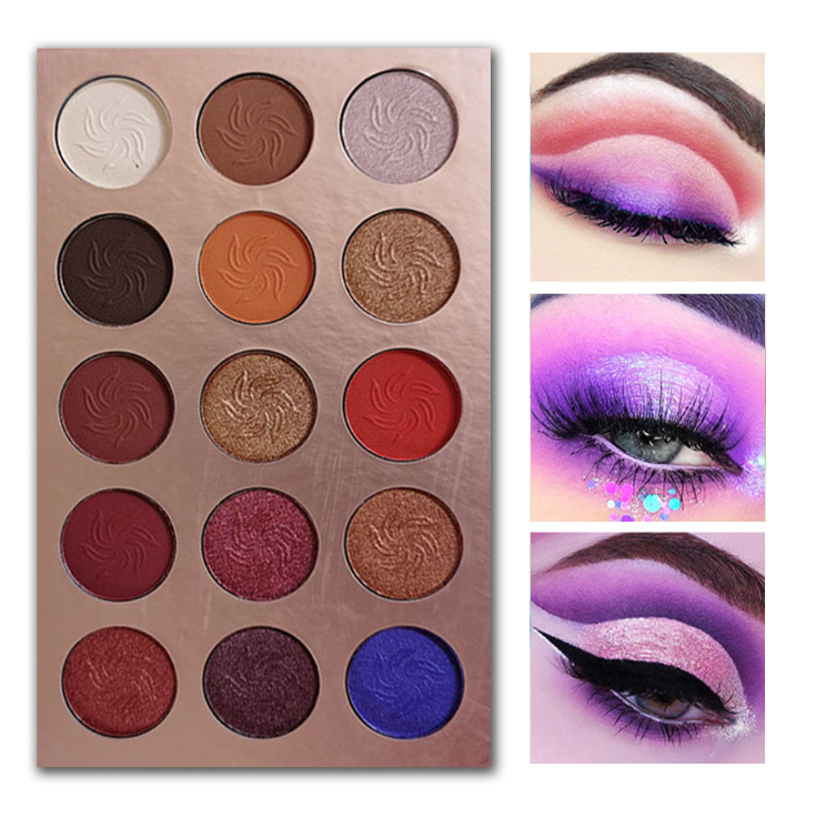 15-Color Glitter Eyeshadow Palette - Blue & Purple