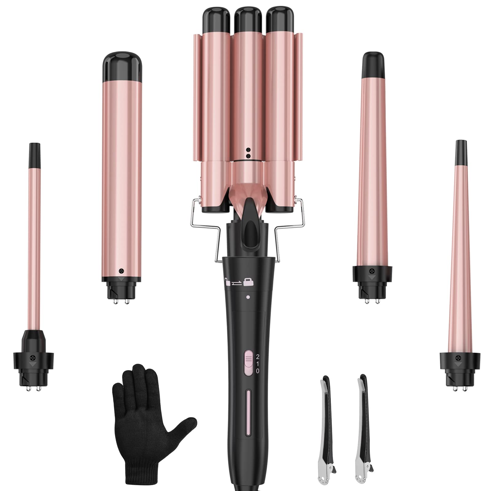 3-Barrel Curling Wand Set -  Interchangeable Ceramic Tourmaline