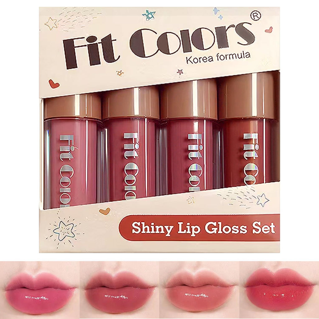 4-Piece Glossy Lip Tint Set -  Plumping & Moisturizing