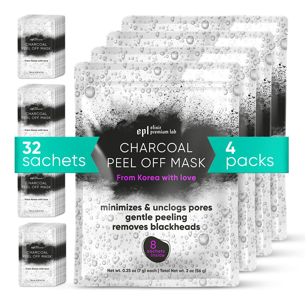 Activated Charcoal Peel-Off Face Mask - 4 Pack (32 Sachets)