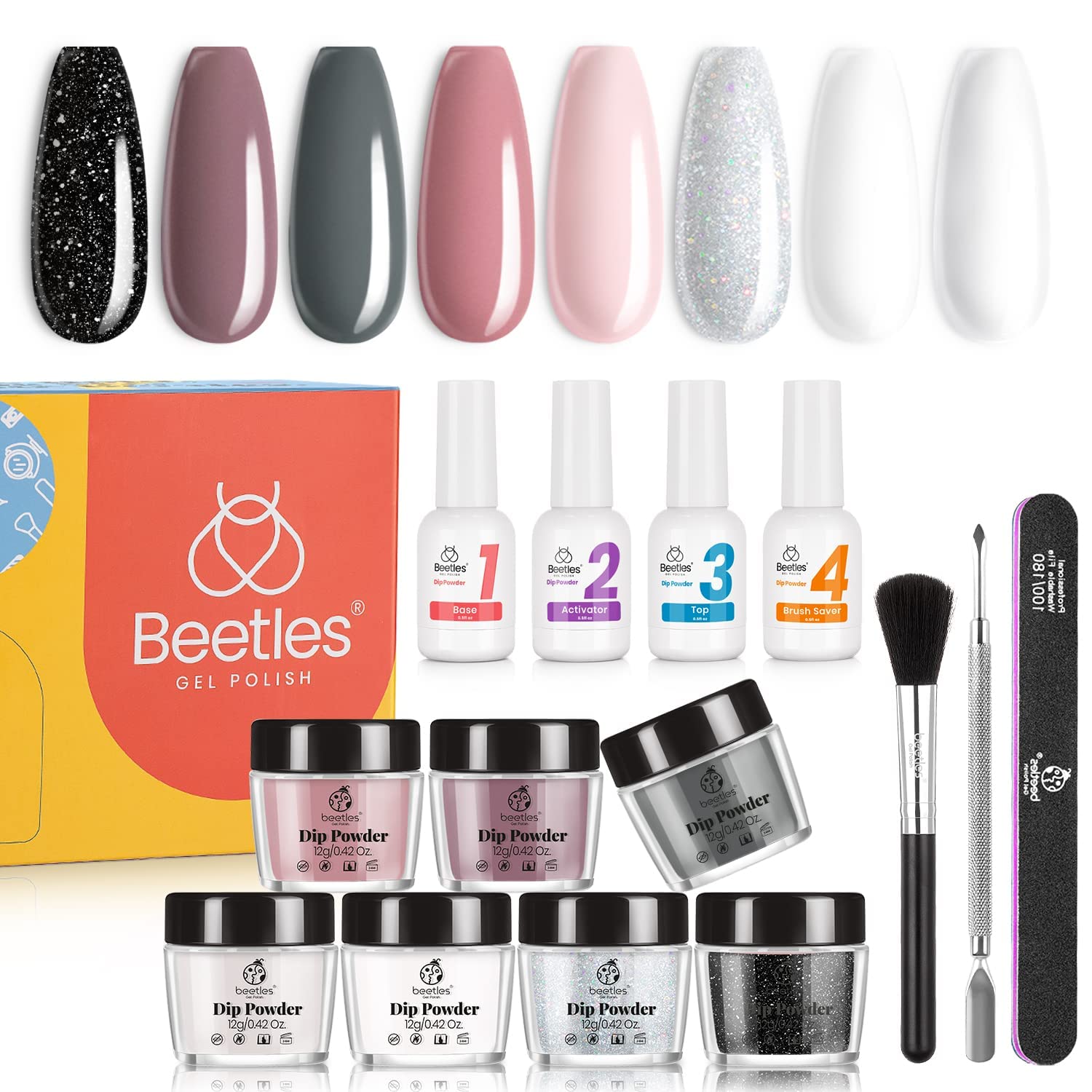 8-Color Dip Powder Nail Kit - No UV Lamp Needed
